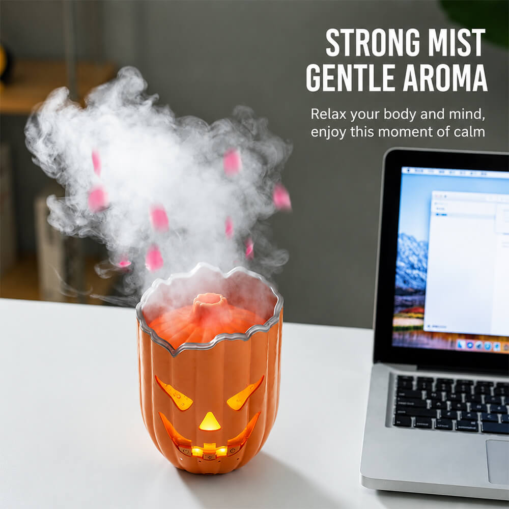 6.5'' Halloween Pumpkin Humidifier Jellyfish Mist Aroma Diffuser with Remote Control and Ambient Light