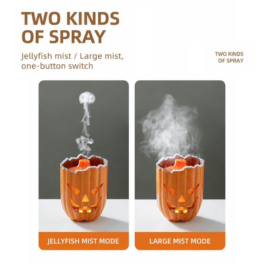 6.5'' Halloween Pumpkin Humidifier Jellyfish Mist Aroma Diffuser with Remote Control and Ambient Light