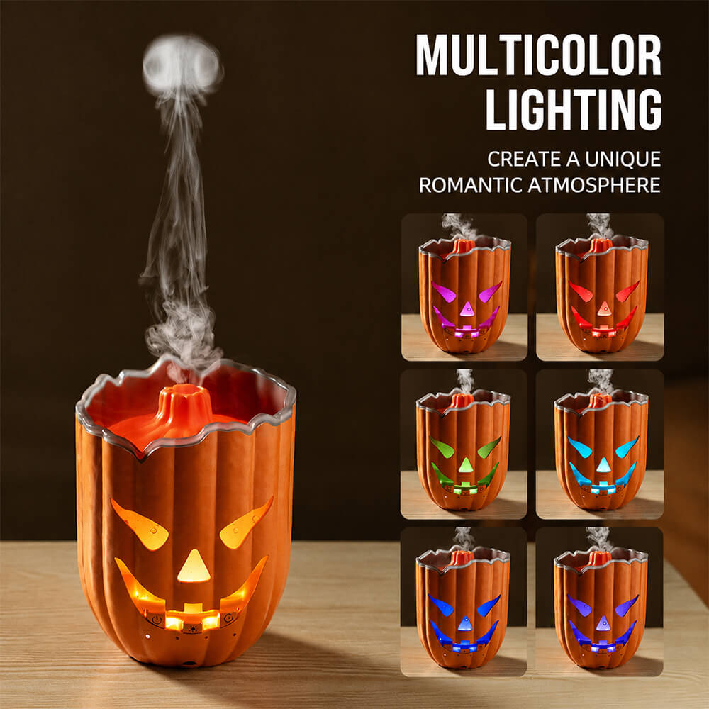 6.5'' Halloween Pumpkin Humidifier Jellyfish Mist Aroma Diffuser with Remote Control and Ambient Light