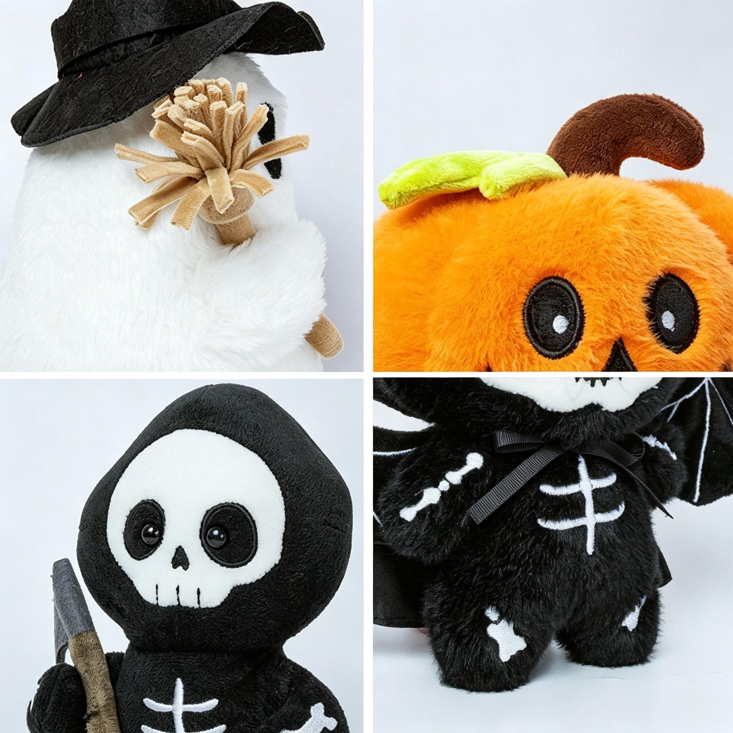 Halloween Stuffed Animals Set Ghost Skeleton Bat Pumpkin Soft Plush Toy for Holiday Decor and Gifts