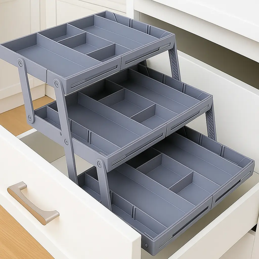 Smart 3 Tier Drawer Organizer - Expandable & Space Saving for Standard Drawers