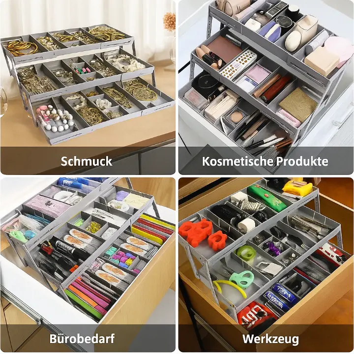 Smart 3 Tier Drawer Organizer - Expandable & Space Saving for Standard Drawers