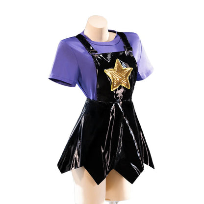 Adult Chapter 5 Lily Costume Purple Horror Game Doll PU Leather Dress T-shirt Matching Leg Sleeves and Wig Suit for Halloween Cosplay