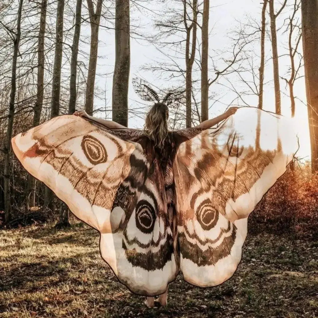 Moth Wing Cape Gray Nature-Inspired Costume Shawl for Festivals Photoshoots Halloween Performances Dance Parties Cosplay Events | Thomler