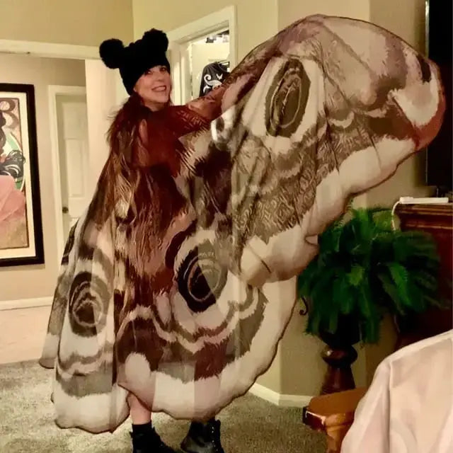 Moth Wing Cape Gray Nature-Inspired Costume Shawl for Festivals Photoshoots Halloween Performances Dance Parties Cosplay Events | Thomler
