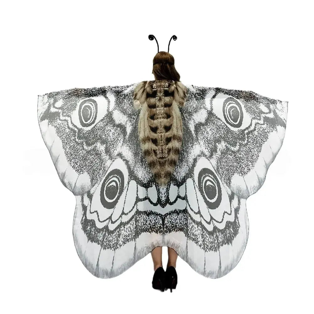 Moth Wing Cape Gray Nature-Inspired Costume Shawl for Festivals Photoshoots Halloween Performances Dance Parties Cosplay Events | Thomler