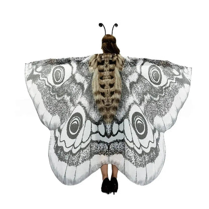 Moth Wing Cape Gray Nature-Inspired Costume Shawl for Festivals Photoshoots Halloween Performances Dance Parties Cosplay Events | Thomler