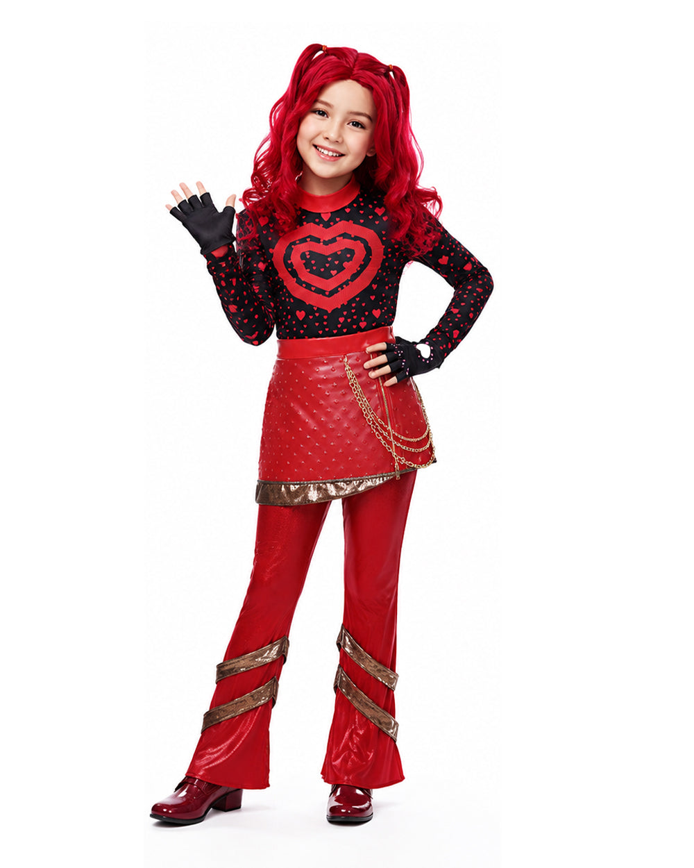 Red Princess Costume Movie 5 Red Shirt PU Leather Skirt with Gloves and Accessories for Cosplay Parties