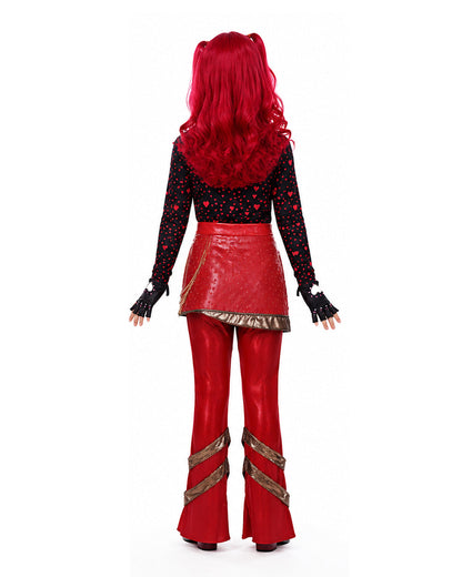 Red Princess Costume Movie 5 Red Shirt PU Leather Skirt with Gloves and Accessories for Cosplay Parties