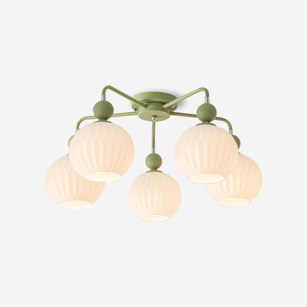 Multi-Head Glass Pendant Light Green Pumpkin Shade for Dining Room Living Space Kitchen Island Overhead Fixture Dimmable E26 Modern Chandeli | Thomler