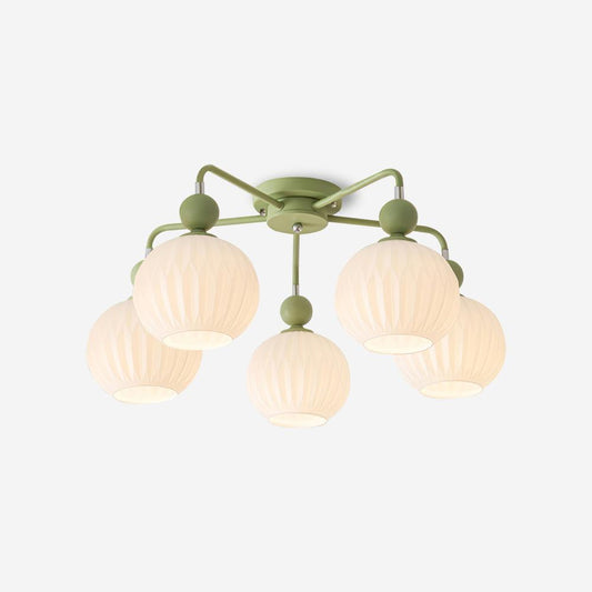 Multi-Head Glass Pendant Light Green Pumpkin Shade for Dining Room Living Space Kitchen Island Overhead Fixture Dimmable E26 Modern Chandeli | Thomler