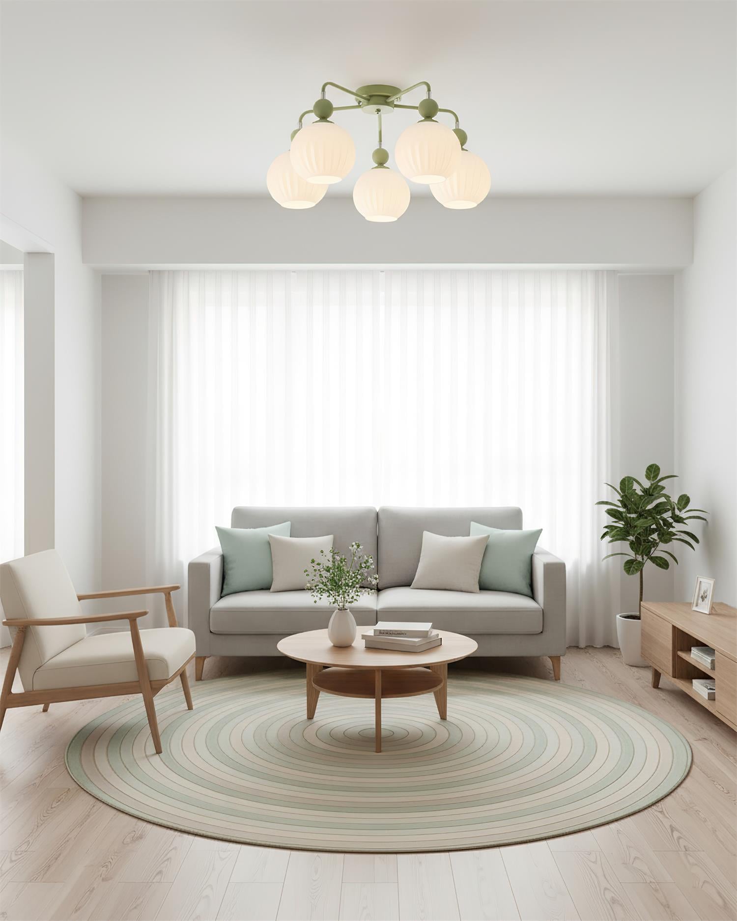 Multi-Head Glass Pendant Light Green Pumpkin Shade for Dining Room Living Space Kitchen Island Overhead Fixture Dimmable E26 Modern Chandeli | Thomler