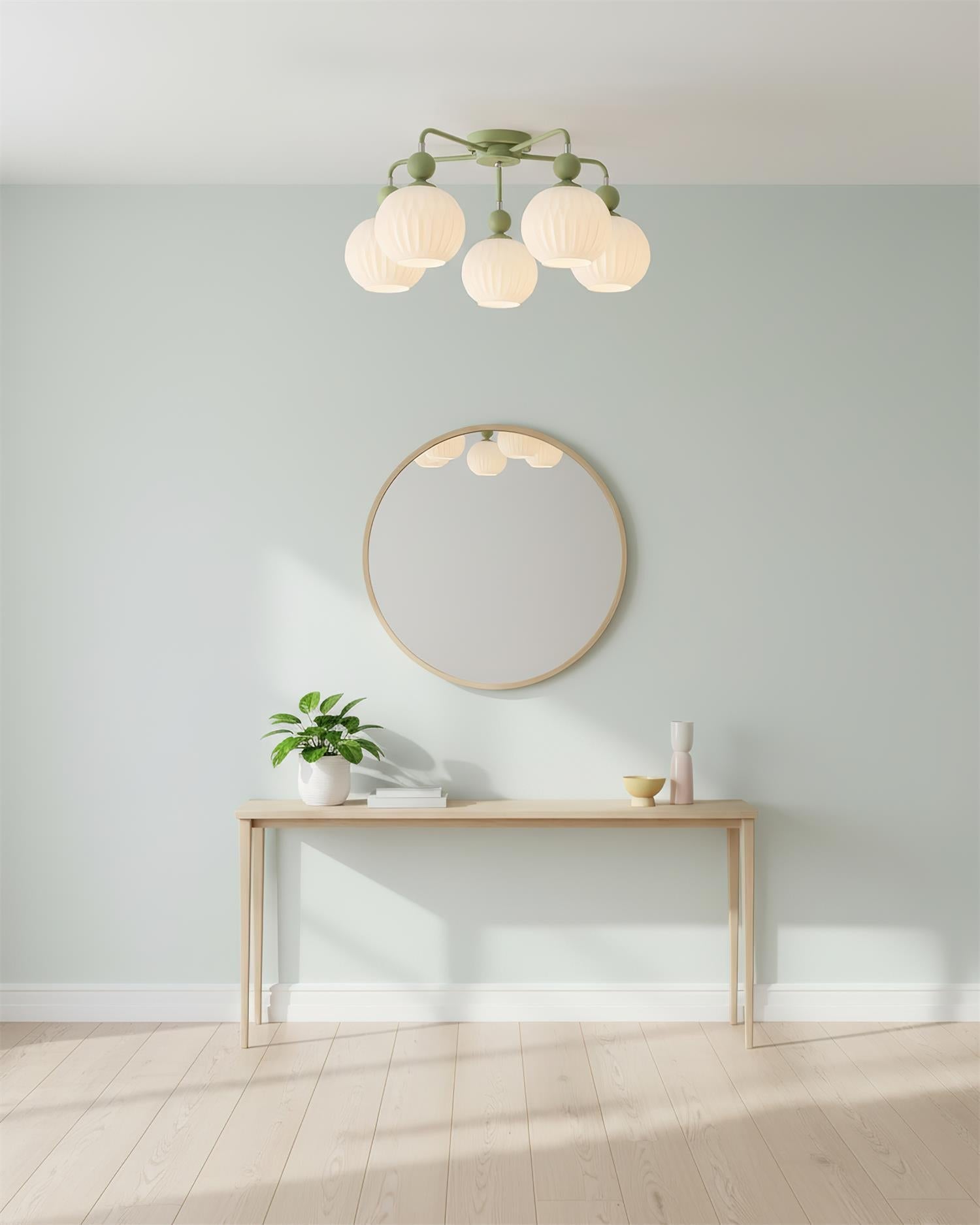 Multi-Head Glass Pendant Light Green Pumpkin Shade for Dining Room Living Space Kitchen Island Overhead Fixture Dimmable E26 Modern Chandeli | Thomler
