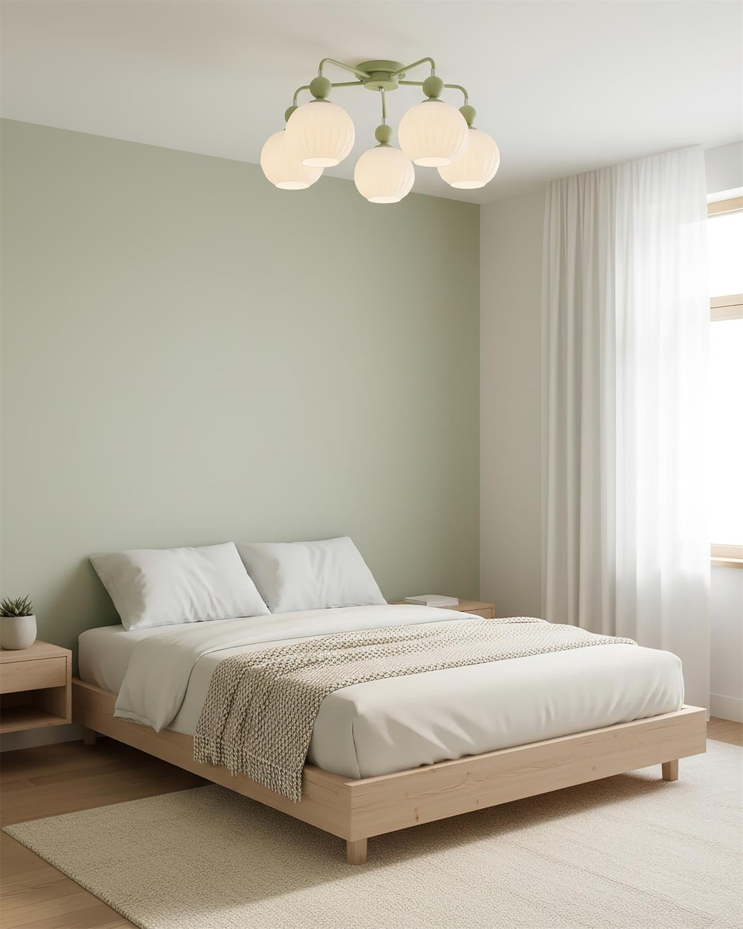 Multi-Head Glass Pendant Light Green Pumpkin Shade for Dining Room Living Space Kitchen Island Overhead Fixture Dimmable E26 Modern Chandeli | Thomler