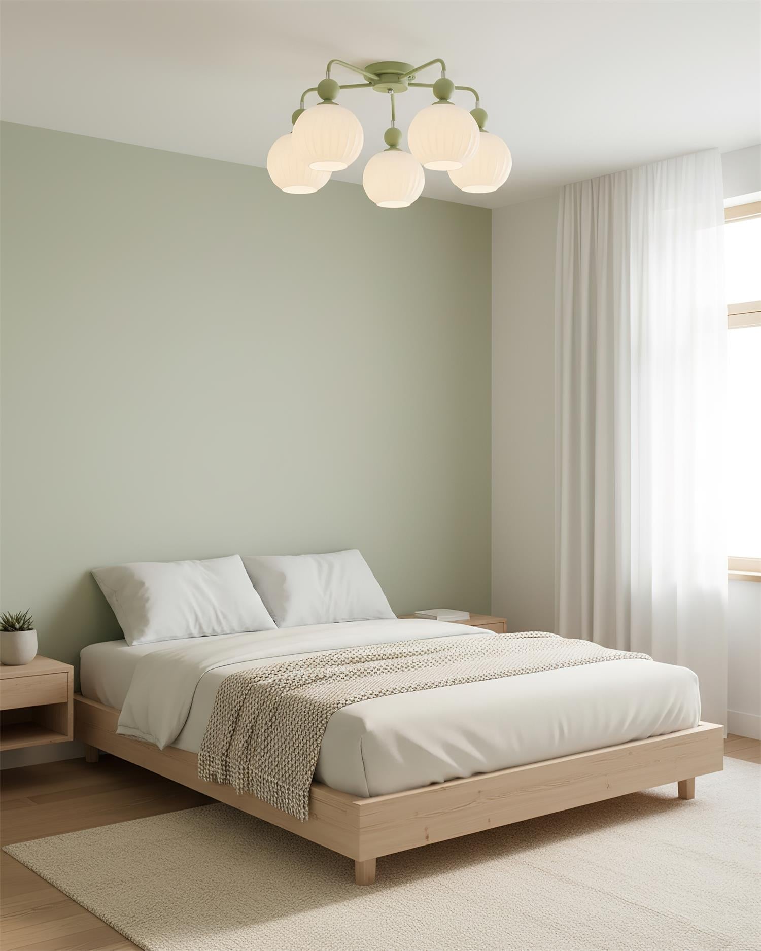 Multi-Head Glass Pendant Light Green Pumpkin Shade for Dining Room Living Space Kitchen Island Overhead Fixture Dimmable E26 Modern Chandeli | Thomler