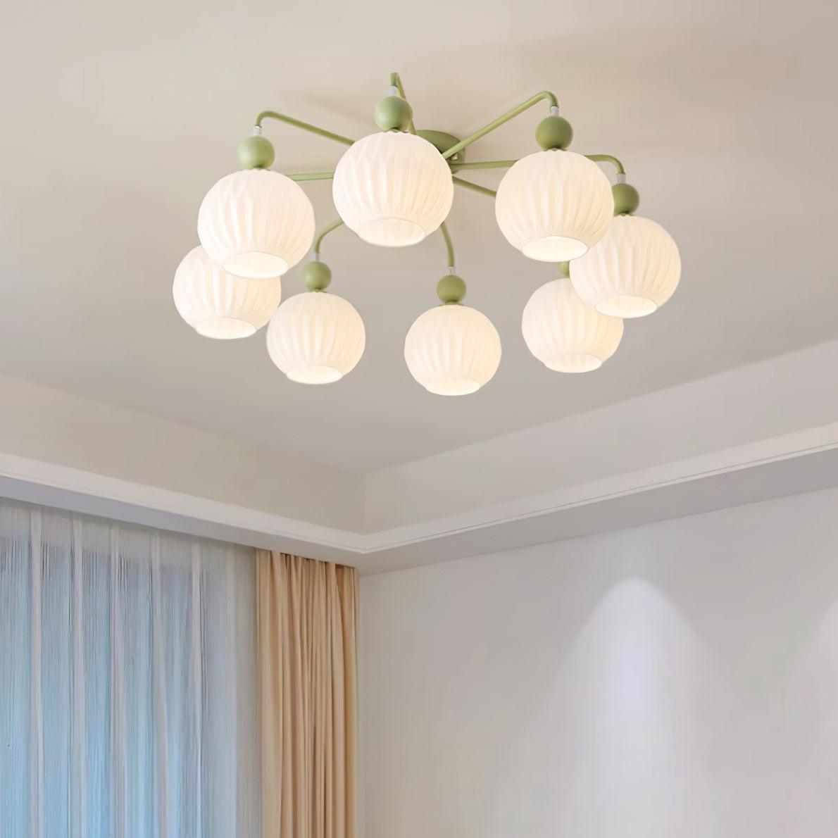 Multi-Head Glass Pendant Light Green Pumpkin Shade for Dining Room Living Space Kitchen Island Overhead Fixture Dimmable E26 Modern Chandeli | Thomler