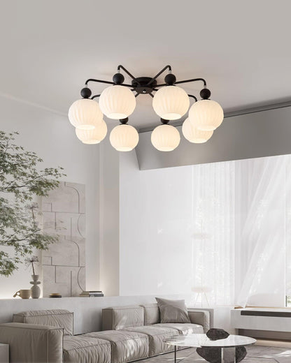 Multi-Head Glass Pendant Light Green Pumpkin Shade for Dining Room Living Space Kitchen Island Overhead Fixture Dimmable E26 Modern Chandeli | Thomler