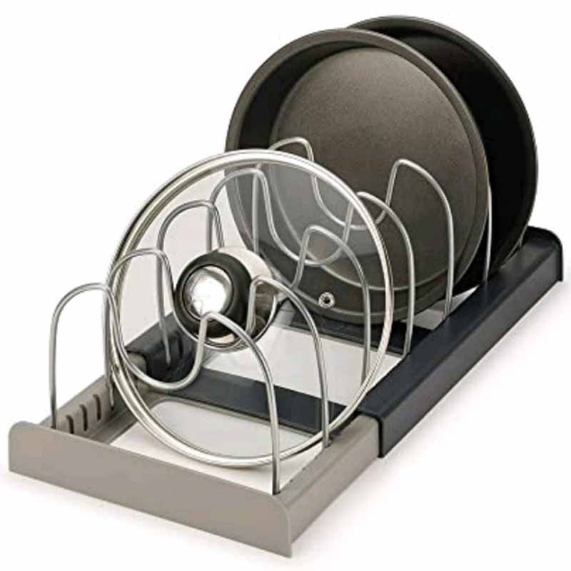Extendable pan and lid holder – for drawers and cupboards
