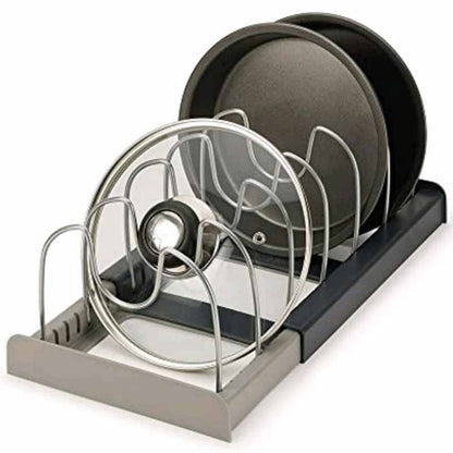 Extendable pan and lid holder – for drawers and cupboards