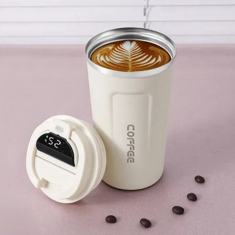 Stainless steel thermos mug with intelligent temperature display - TempMate