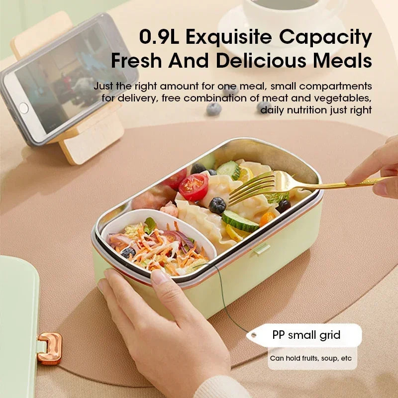 900ml Portable Electric Lunch Box Food Warmer with Steam Function - HeatMate