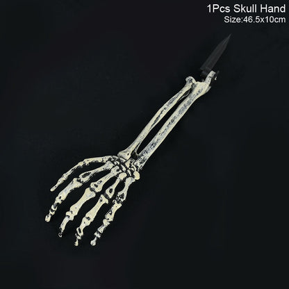 Halloween Skull Decoration with Realistic Bone Finish and Separate Arm, Outdoor Use