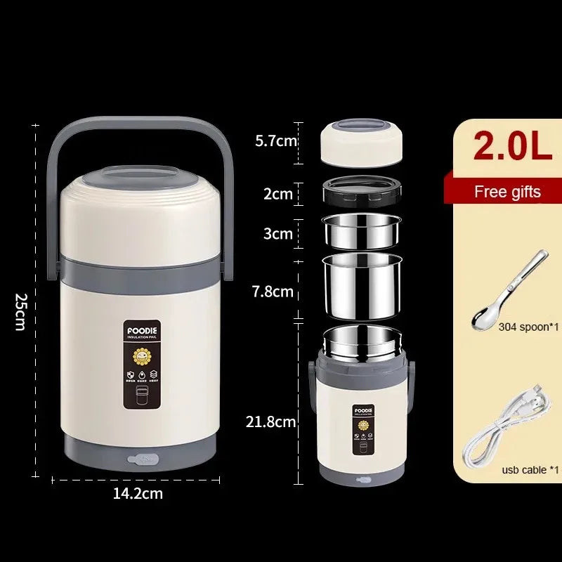 Electric lunch box USB with warming function 2.0 l