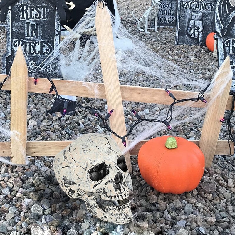 Halloween Skull Decoration with Realistic Bone Finish and Separate Arm, Outdoor Use