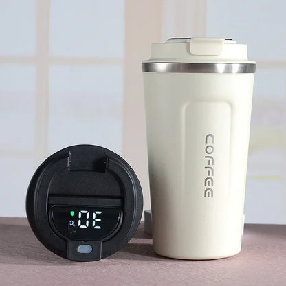 Stainless steel thermos mug with intelligent temperature display - TempMate