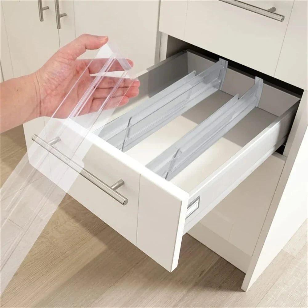 Plastic drawer divider, adjustable, transparent