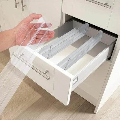 Plastic drawer divider, adjustable, transparent