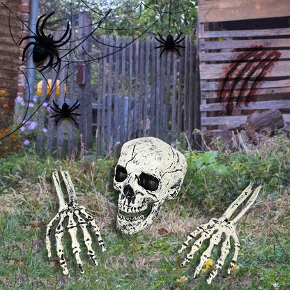 Halloween Skull Decoration with Realistic Bone Finish and Separate Arm, Outdoor Use