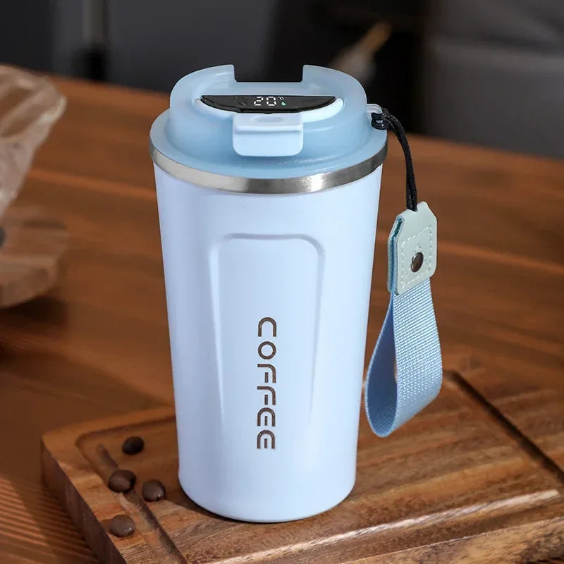 Stainless steel thermos mug with intelligent temperature display - TempMate
