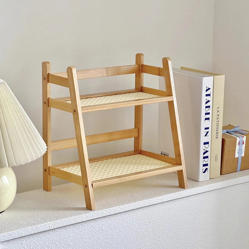 2 Tier Bamboo Kitchen Shelf - Kitchen Desk Organizer