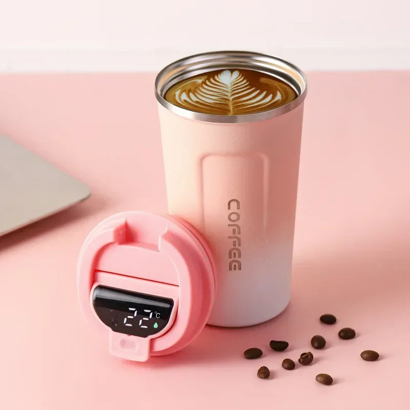 Stainless steel thermos mug with intelligent temperature display - TempMate