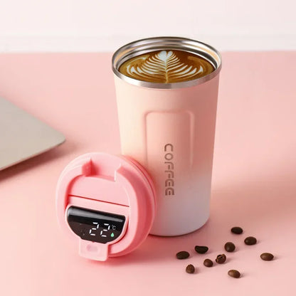 Stainless steel thermos mug with intelligent temperature display - TempMate
