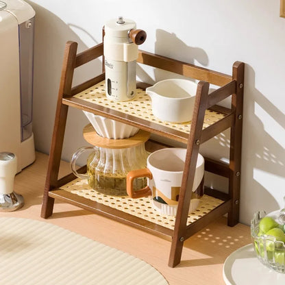 2 Tier Bamboo Kitchen Shelf - Kitchen Desk Organizer