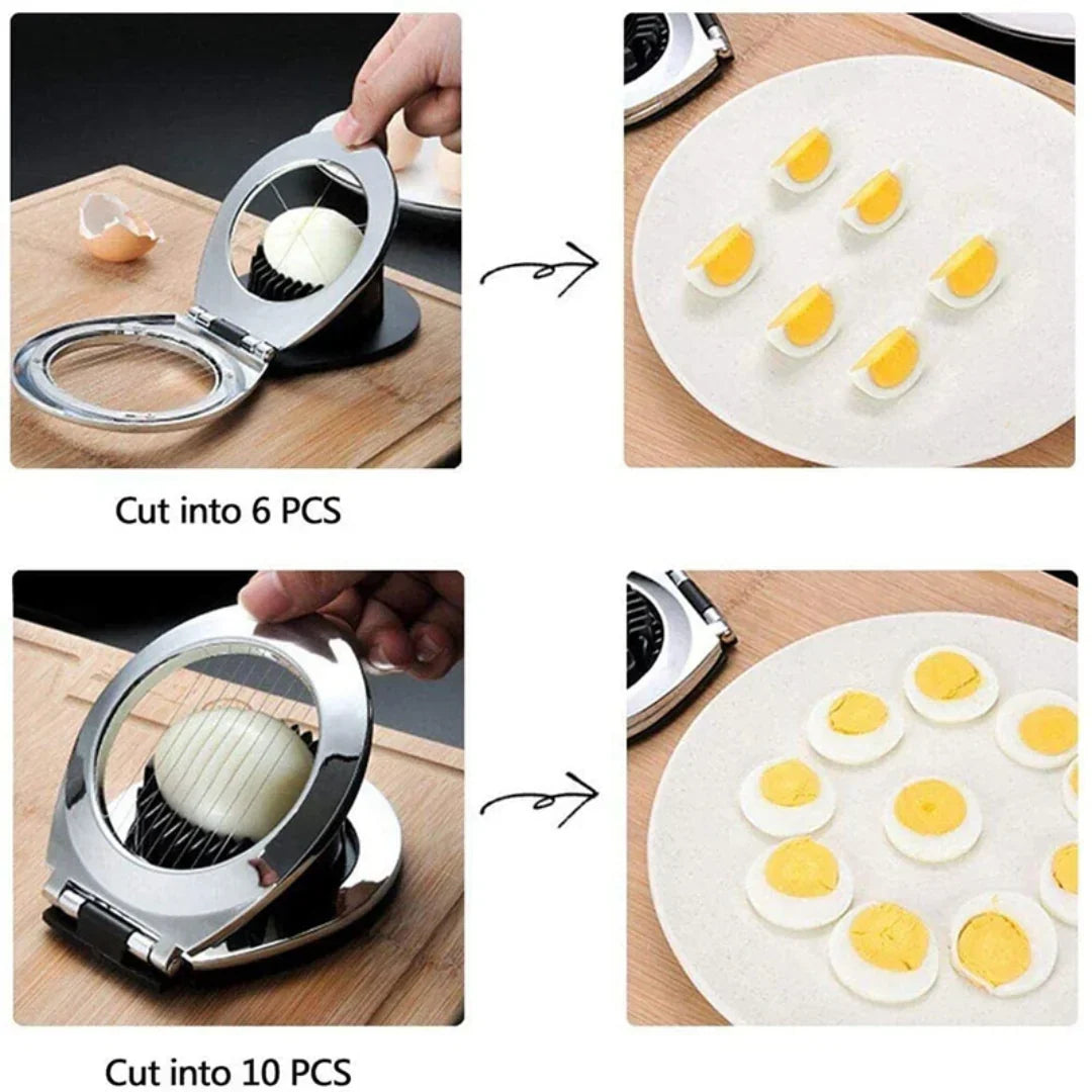 Stainless steel egg divider - slices, wedges & quarters in one