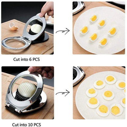 Stainless steel egg divider - slices, wedges & quarters in one