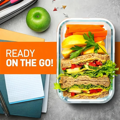 Glass food container set with lid