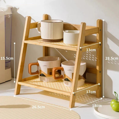 2 Tier Bamboo Kitchen Shelf - Kitchen Desk Organizer