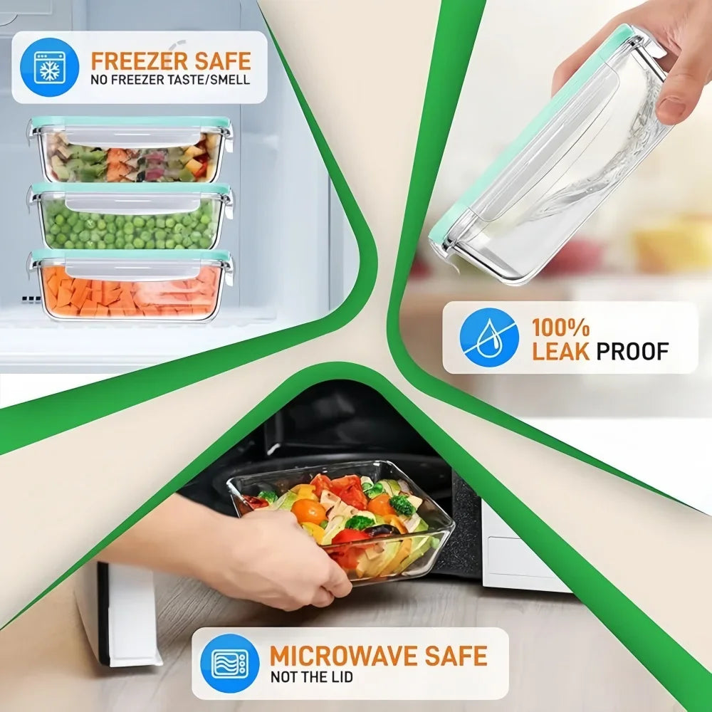 Glass food container set with lid