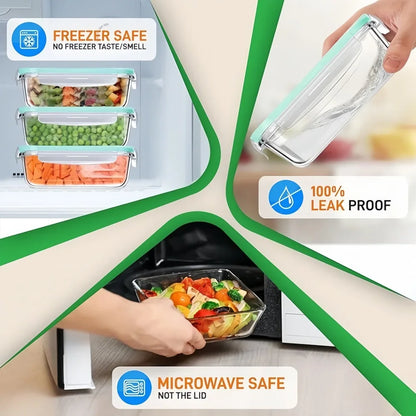 Glass food container set with lid