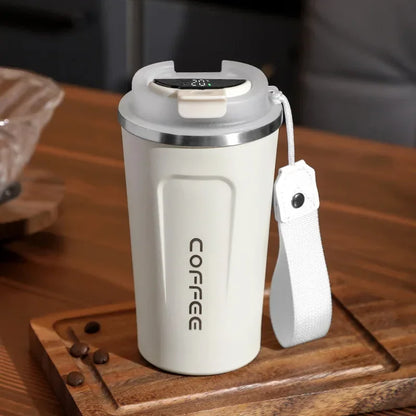 Stainless steel thermos mug with intelligent temperature display - TempMate