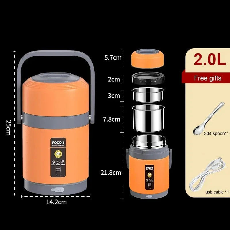 Electric lunch box USB with warming function 2.0 l