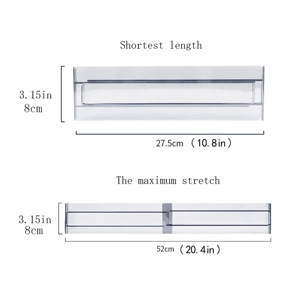 Plastic drawer divider, adjustable, transparent
