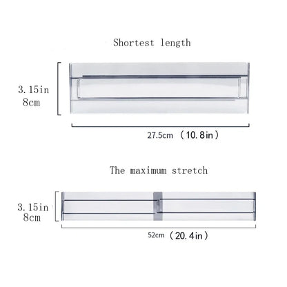 Plastic drawer divider, adjustable, transparent