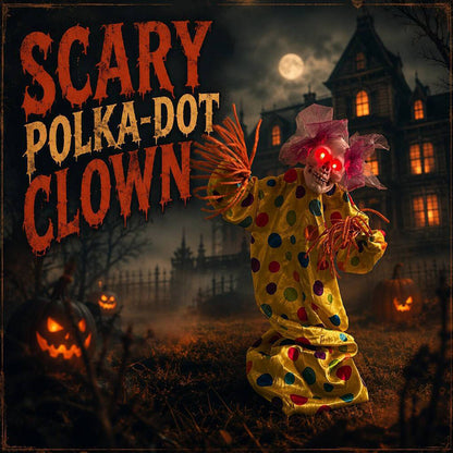 Halloween Decoration 39.4'' Scary Skeleton Clown Ornament Yard Stake Prop with Flashing Eyes and Spooky Sound