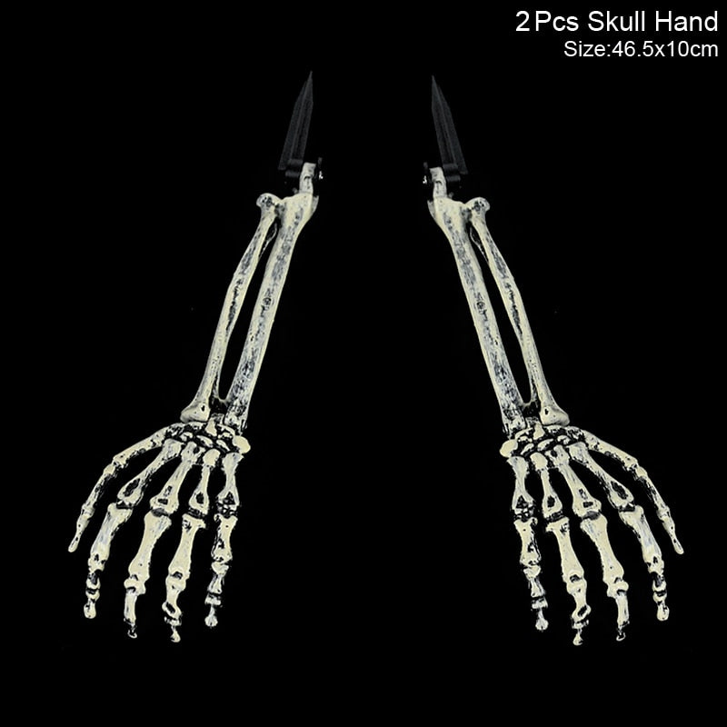 Halloween Skull Decoration with Realistic Bone Finish and Separate Arm, Outdoor Use