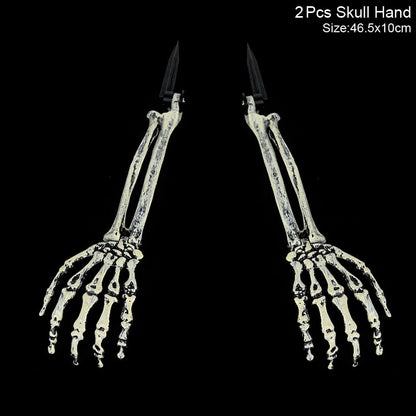 Halloween Skull Decoration with Realistic Bone Finish and Separate Arm, Outdoor Use